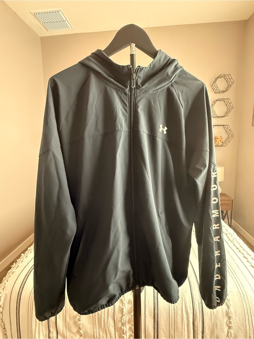 Under Armour Black Hooded Full-Zip Jacket with Sleeve Logo